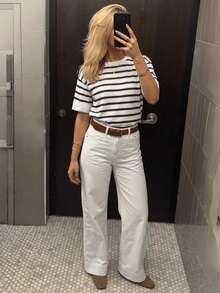Roviva Women's Autumn Casual Commute Round Neck Loose Pullover Striped Short Sleeve Knit Top, Suitable For Party, Gathering, Holiday, Birthday Party - Multicolor - View 9
