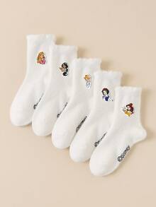 Disney Princess Socks 1/5/10 Grils Warm Fluffy Socks, Soft Fuzzy Cozy Mid-Calf Socks, Breathable Plush Lining Sleep Socks For Cold Weather - Multicolor - View 3