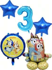 MASSDI Set Balon Foil Bertema Kartun Bluey, Bentuk Karakter Bulat, Bintang, dan Angka, Berbagai Ukuran 30/25,5/18 Inci (76,2/65/45,7 cm), Tepi Halus, Mudah Ditiup & Dipajang, Ideal untuk Dekorasi Tempat Perayaan Ulang Tahun, Hadiah Kreatif, Souvenir Pesta - Berbagai gaya - View 14