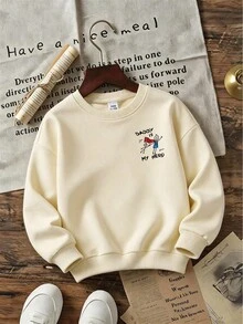 Pullover Lengan Panjang Bayi Minimalis yang Menyenangkan, Sweatshirt Kasual Serbaguna untuk Aktivitas Sehari-hari di Musim Gugur/Dingin, Cocok untuk Beraktivitas di Luar Ruangan, Bayi Laki-laki - Aprikot - View 2