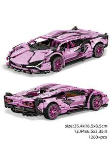 Multiple Supercar Building Blocks, 1200+ ABS Blocks, 1:14 Scale, 14 Inches, Assembled Length 200+ ABS Blocks, 1:14 Scale, 14 Inches, Adult Collectible Model Car Gift - Multicolor - View 12