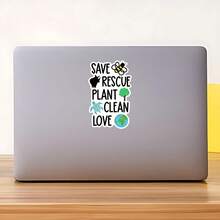 1PC Nature Decal Sticker, Save The Bees Climate Slogan Vinyl Sticker For Kindle Laptop, Waterproof Wildlife Sticker For Water Bottle Journal Travel Case, Positive Gift For Environmentalists - Multicolor - View 9