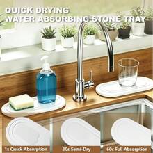 1/2pcs Natural Diatomaceous Earth Quick-Drying Sink Tray With Absorbent Stone Pad - Suitable For Kitchen Countertop, Bathroom Vanity Storage, Faucet Mat, Soap Dish And Coaster, Sink Basin Dedicated Moisture-Absorbing And Moisture-Wicking Diatomaceous Stone Technology - 20cm X 10cm - View 8