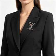 Women's Hollow Angel Brooch, Silver Angel With Red Rhinestone Heart, Suit Lapel Brooch, Christmas Jewelry Gift - Silver - View 1
