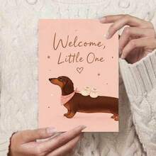 1/3 Pcs Greeting Cardcute Dachshund Greeting Card For New Arrival Celebration And Baby Shower Gift For Friends And Family Greeting Card - Multicolor - View 6