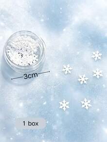 1 Box Pure White Snowflake Nail Stickers, Lightweight 3D Snowflake Design, Autumn/Winter Christmas Vibe, Handmade Press-On Nails, Delicate And Beautiful Nail Accessories - White - View 7