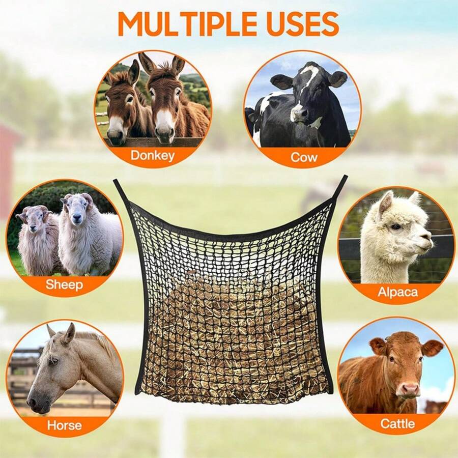 Hay Net Slow Feeder Bag For Horses, Cattle, Sheep, Donkeys, Goats, Livestock Feeding Supplies - Multicolor - View 1