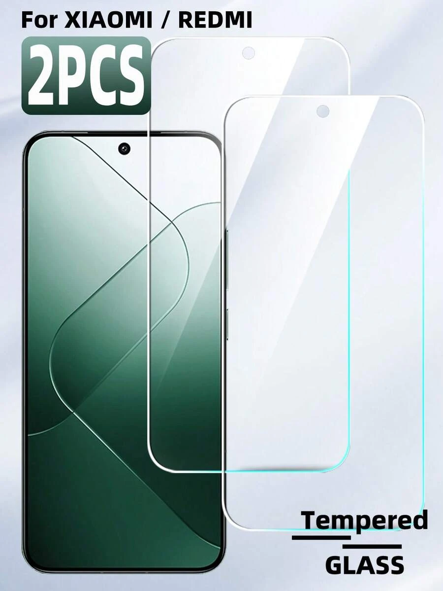2pcs Tempered Glass Screen Protector Compatible With Xiaomi/, No Black Edge Large Viewing Window, High Definition High Transparency High Hardness, Anti-Scratch, Anti-Fingerprint, No White Edge, No Bubbles, Compatible With Phone Case, Easy Installation - Clear - View 1