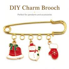 1/5/10pcs Gold-Tone Safety Pin Brooch With 5 Loops (50mm), Suitable For Jewelry Making, Handmade Crafts, Scarf And Sweater DIY Pendant Connector Pin - Multicolor - View 3