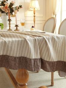 1pc Ruffle Edge Tablecloth, Fresh Country Style, Suitable For Dining Table Decoration, Picnic Tablecloth, Holiday Celebration, Wedding Party Gathering, Birthday Banquet, Daily Dining Table, Kitchen And Dining Room Decoration, All Seasons, Home Decor - Dusty Pink - View 3