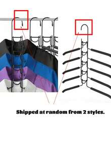 5 Packs Heavy-Duty Space-Saving Hangers, 5-In-1 Multi-Layer Design With Non-Slip Foam Pads, Polished Finish, Multi-Functional Clothes Hanging Rack, Space-Saving Clothes Hanger, For Coats, Sweaters, Suits, And T-Shirts, Hangers For Clothes - Multicolor - View 5