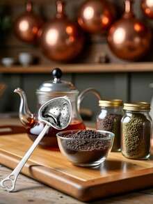 Silver Tea Strainer Loose Leaf Tea Filter Heart-Shaped Tea Set Long Handle Spoon Kitchen Mug With Handle Strainer Tea Infuser Filter Mesh Home Kitchen Spoon - Multicolor - View 9