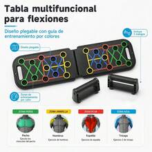 1pc Tabla plegable de flexiones multifuncional, con mangos desmontables y guía codificada por colores, equipo de entrenamiento muscular para pecho, hombros, espalda y tríceps, ideal para gimnasio en casa - Negro clásico - Ver 1