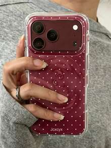 Cute Polka Dot Swirl Texture Cherry Red Phone Case, Compatible With IPhone 18 Pro Max 18 Pro 17 Pro Max 17 Pro 17 16 Pro Max 16 Pro 16 15 Pro Max 15 Pro 14 Pro Max 14 Pro 13, Minimalist Fashion Shockproof Glossy Protective Back Cover - Plum Red - View 5