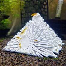 Stacked Polygon Hole Hide Cave | Material | Suitable For Gecko, Insect, Ornamental Fish And Shrimp | Reptile Tank, Aquarium | Hollow Design Style - White - View 2