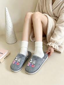 Cute Ghost Halloween Trick Or Treat Plush Slippers, Unisex, Warm And Soft Indoor Slippers, Cozy Halloween Gift - Style B - Grey - View 3