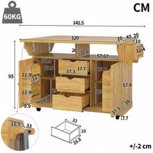 Flieks Foldable Serving Trolley, 95 Cm Kitchen Trolley With Ergonomic Height, Mobile Rolling Trolley For Kitchen, Balcony & Camping - Natural - View 5