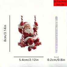 2pcs Acrylic Santa Claus Swing Ornament Candy Cane-Shaped Hook And Red-And-White Striped Sleigh Design Suitable For Indoor/Christmas Tree, Door, Window - Christmas Decoration 2D Flat - Multicolor - View 5