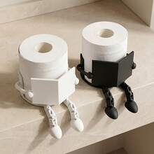 1pc 3D Printed Playful Book-Reading Toilet Paper Holder, Black & White Dual Color Options, Fun Bathroom Decor Suitable For Holiday Gifts - Multicolor - View 3