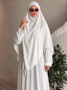 Bộ 2 món Khimar Hijab khăn cầu nguyện + Abaya, trang phục Hồi giáo rộng rãi thoải mái cho nữ, phù hợp mặc hàng ngày và cầu nguyện, dùng cho mọi mùa - Nhiều màu - Xem 11