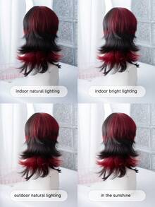 alicegarden 16-Inch Long Synthetic Wig Featuring A Natural Curly Hair Look A A Stunning Multicolor. Designed With Bangs , This False Hairpiece Is Perfect For Ms Daily Party Cosplay Use, Offering A Natural And Natural Durable Wig Gift For Ladies. - Multicolor - View 9