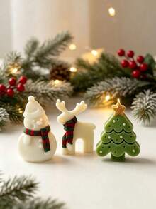 1/3pcs Christmas Silicone Candle Molds, Christmas Tree, Gingerbread Man, Reindeer Shapes, Easy Release And Reusable, DIY Aromatherapy Candles, Plaster, Epoxy Resin Casting Molds, Christmas Table Decor, Holiday Handmade Gift Making - Multicolor - View 2