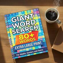 1 14*21CM Word Search Notebook, Suitable For Adults, Seniors, And Teens, Contains 80+ Words, Large Print Spiral-Bound Puzzle Book, Brain Training Activity Planner - Blue - View 4