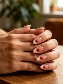 CLASSFREN 24PCS Medium-Long Almond Autumn Style Press-On Nails, Heart & Star Pattern Fake Nails, Reusable Nail Stickers, Suitable For Women's Daily, Halloween & Party Wear - Multicolor - View 2