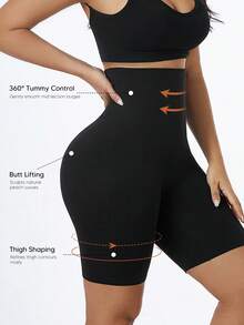 Women Plus Size Seamless Shaping Shorts, Tummy Control Butt Lift Body Shaper - Black - View 3