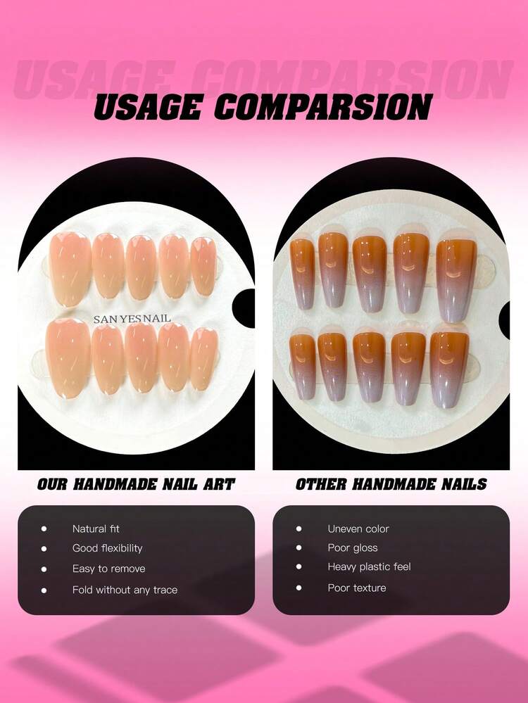 10pcs/Set Cute Handmade Press-On Nails, Polka Dot Blue & Brown Poly Gel Nail Art Set, Sweet Style, Includes Nail Tools, 3 Sizes Available: Square, Short Square, Almond, Suitable For Party, Dancing, Daily Wear (Handmade Details May Vary) - Multicolor - View 7