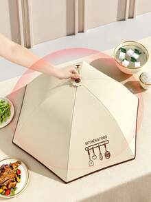 1pc, Foldable Food Cover, Minimalist Nordic Style , Premium Thick Heat-Retain Fabric, Printed Kitchen Utensil Pattern,For Home Cooking Lovers, Table Leftover Protection Against Flies & Dust - Multicolor - View 2