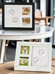 1pc DIY Pet Paw Print Photo Frame, Dog, Cat & Pet Paw Print Keepsake Set With Photo Frame And Paw Print Clay Mold, Pet Paw Print Pattern Memorial Gift Set - one-size - View 4