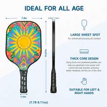Complete Fiberglass Pickleball Racket Set,Sun Floral Design 2 Paddles+4 Balls+2 Overgrips+Carrying Bag,Light‑Weight Pickleball Equipment For Outdoor Recreation - Multicolor - View 10