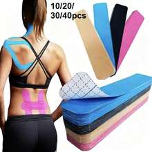 40/30/20/10pcs Pre-Cut Kinesiology Tape, Elastic Muscle Tape, Sports Bandage, Athletic Tape, Random Color - Multicolor - View 1