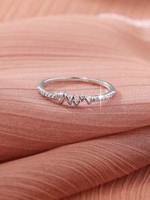 1pc Fashion Women's Ring With Synthetic Zirconia, Perfect Christmas Holiday Gift - Silver - View 3