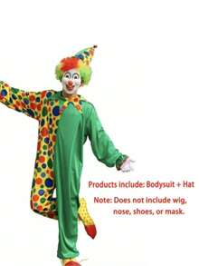 2PCS/Men's Clown Costume Set, Adult Multi-Color Funny Circus Clown Outfit, Halloween, Carnival, Cosplay Party Costume - Multicolor - View 4