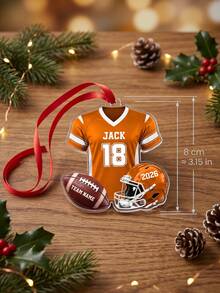 1pc Personalized Football Ornament 2026, Custom Name Number Team Christmas Ornament, Football Player Jersey Helmet Gift For Boy - Multicolor - View 6