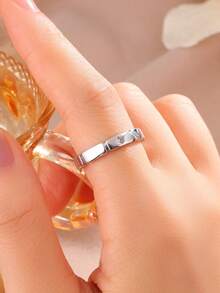 2pcs Elegant Cubic Zirconia Decor Minimalist Adjustable Couple Rings For Men & Women Daily Wear & Dating - Versatile Style - View 5