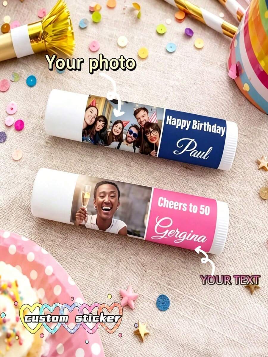 Custom Lip Balm Stickers, Office Supplies, Universal Labels, Suitable For Business And Daily Life, Personalized Stickers For Cosmetic Containers - Multicolor - View 1