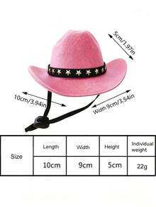 Mini Western Style Pet Cowboy Hat With Star Decoration, Adjustable, Suitable For Small Dogs And Cats Halloween Birthday Party Photo Props, Fun Pet Cosplay Headwear, Daily Wear - Multicolor - View 5
