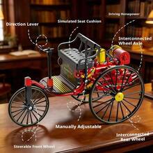 Aluminum Alloy Model DIY Assembly Toy Car Ornament, Vintage Three-Wheeled Classic Car Replica - Multicolor - View 2