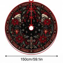 1pc Double Skull Lantern Cross Gothic Pattern Christmas Tree Skirt, Elegant Color Holiday Decor, 5 Sizes, Unisex Holiday Gift, Suitable For Home And Party Christmas Home Decoration - Double Skull Lantern Cross Gothic - View 15