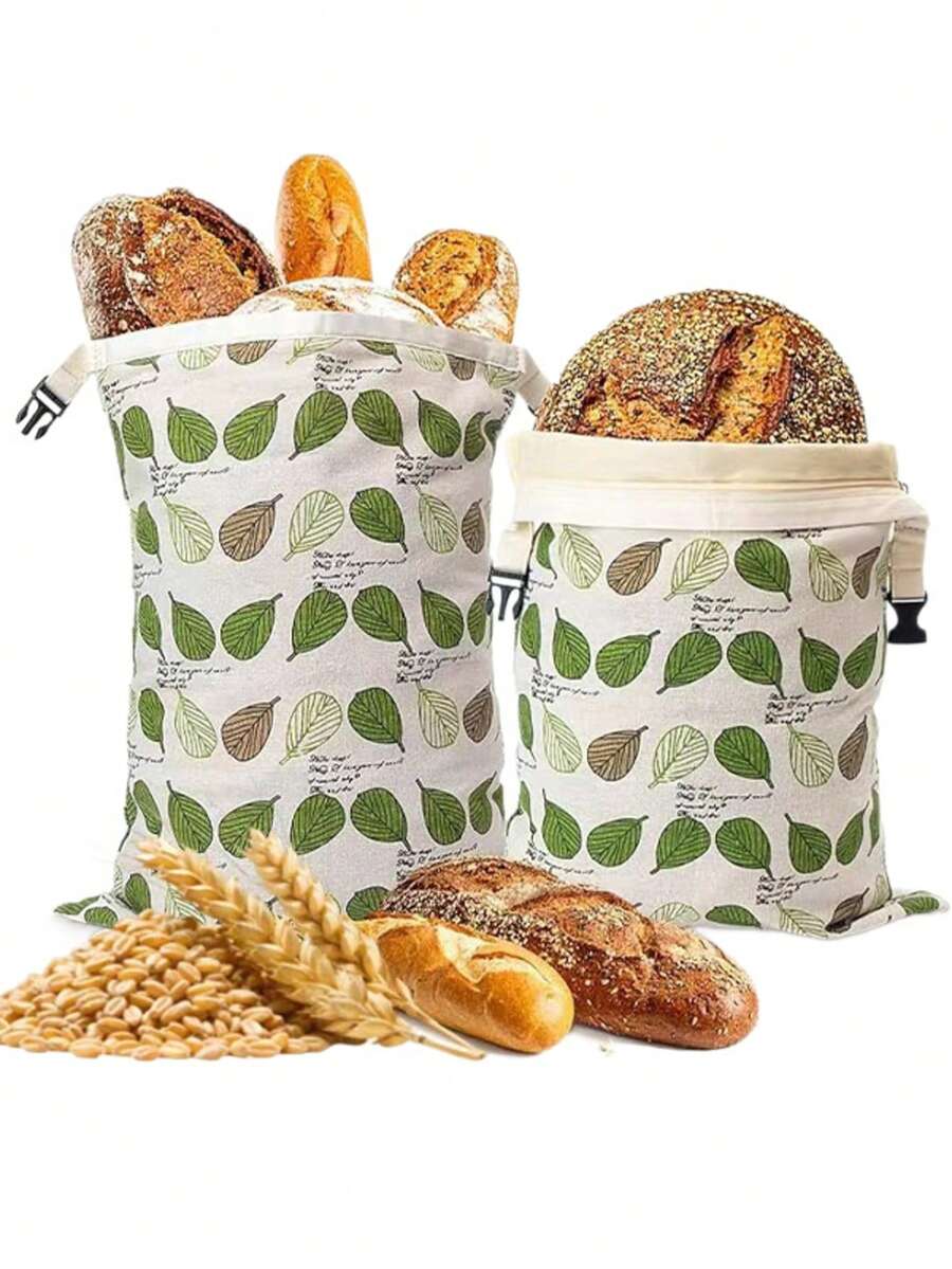 1pc Leaf Pattern Beeswax Bread Bag, Christmas Holiday Celebration, Homemade Sourdough Bread Reusable Beeswax Bread Bag - Multicolor - View 1
