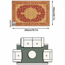 1PC Burgundy & Gold Classical Floral Area Rug, European Palace Style Faux Cashmere Rectangular Vintage Totem, Machine Washable For Living Room Bedroom Daily Home Decor, Aesthetic Home Decoration - Multicolor - View 15