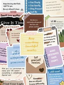 50Pcs Vintage Inspirational Quote Stickers, Positive Self Affirmation Text Stickers For Junk Journal, Scrapbook, Planner, Notebook & DIY Craft Decoration - 50pcs - View 1