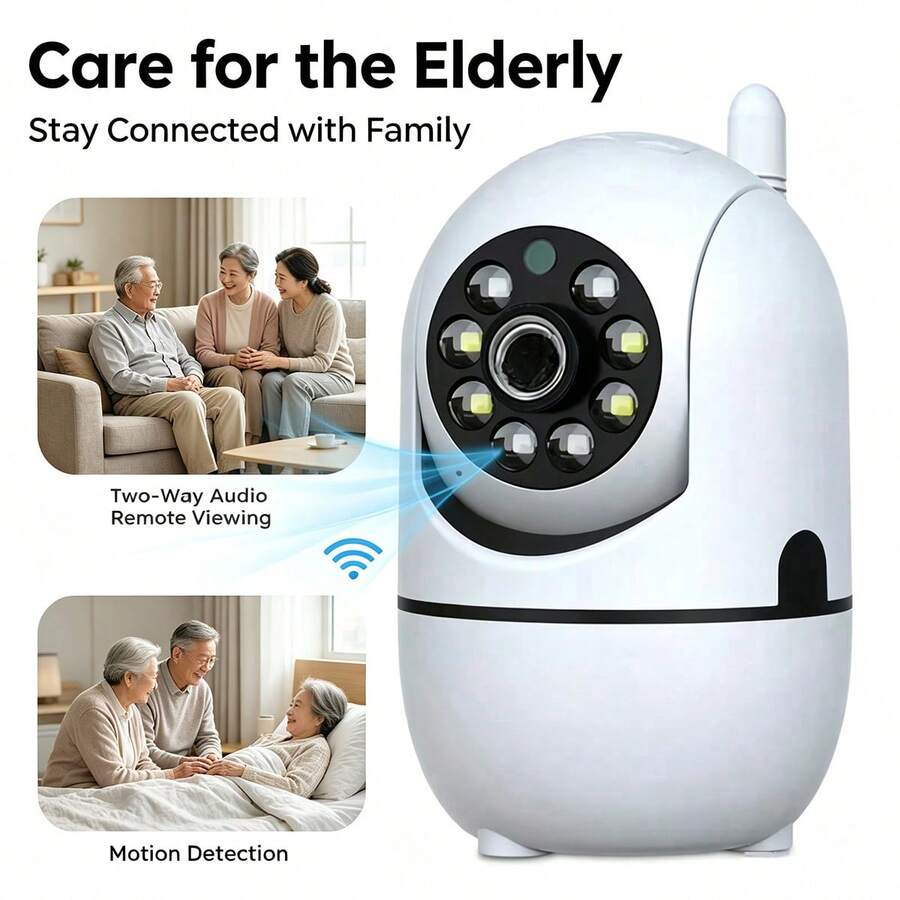 1pc/2pcs Indoor WiFi Security Camera, 1080P Indoor Monitoring Camera, 2.4G WiFi PTZ Home Camera, Supports Two-Way Audio, Full Color Night Vision, Motion Alert, Multi-User Sharing, Can Be Used As Baby Monitor And Pet Camera For Home Security, Indoor Monitoring Camera, New Year Gift, Christmas Gift, Christmas Gift For Him, Boyfriend, Grandpa - White - View 1