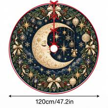 1件裝臉部新月星空聖誕圖案聖誕樹裙，優雅配色節日裝飾，5種尺寸，男女皆宜，適合居家與派對的完美聖誕節禮物裝飾 - 人臉新月星空聖誕款 - 查看 12