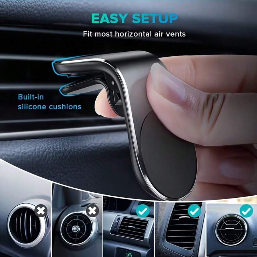 1pc L-Shaped Magnetic Car Phone Holder, Suitable For Car GPS Navigation, Can Be Installed On Air Vent - A - View 1
