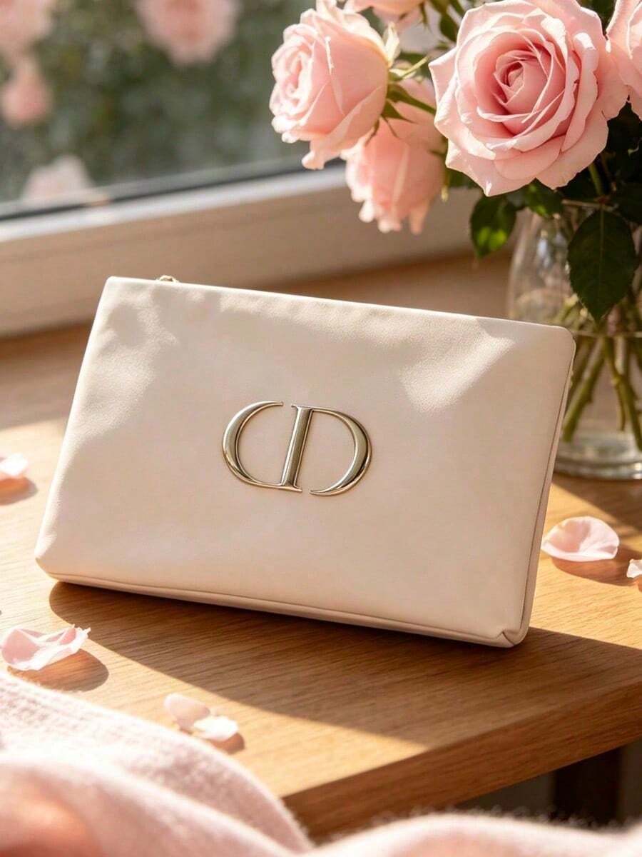Dior This Pink Makeup Bag Is A Fashionable And Versatile Handbag With A Large Capacity, Capable Of Storing Cosmetics And Lipsticks. It Features A Metal Zipper With Exquisite Details And Easy Opening And Closing. - Apricot - View 1