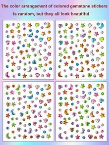 1/2/3/5pcs Colorful Star, Moon, Heart, Circle, Gem, Diamond Stickers - Random Color Combination, Suitable For Women's Makeup Face And Eye Decoration, Perfect For Music Festivals, Carnival Parties, Birthday Parties And Other DIY Occasions - Multicolor - View 7